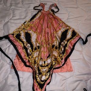 Bandana wrapped halter top